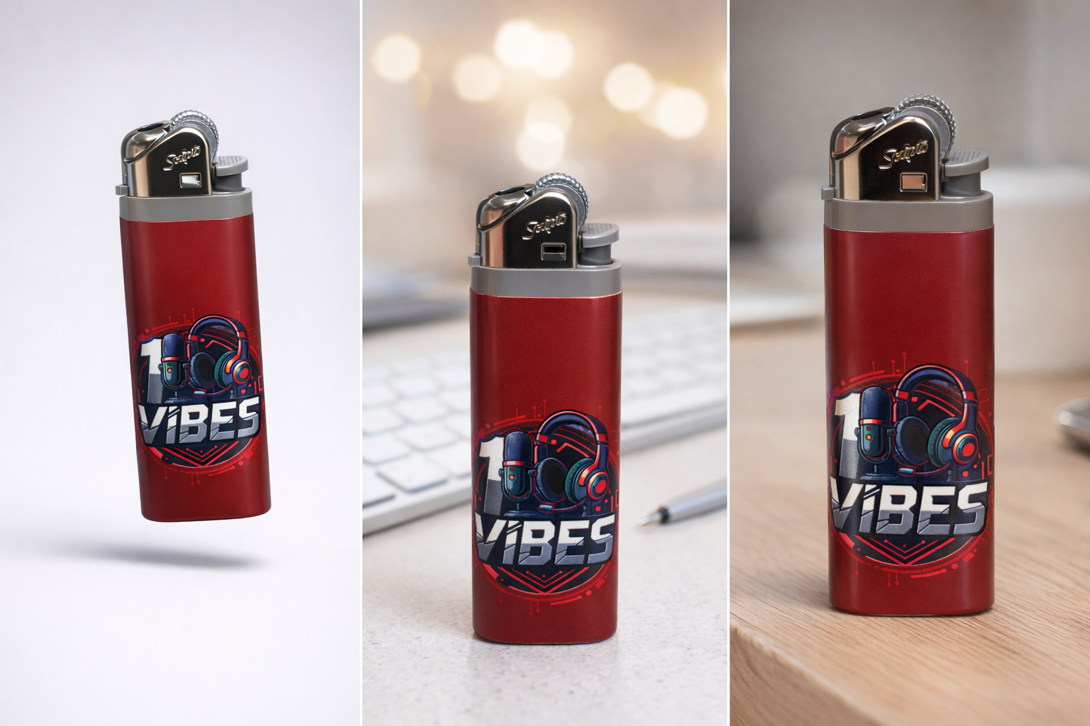 Custom Graphic Pocket Lighters Set of 3 Durable